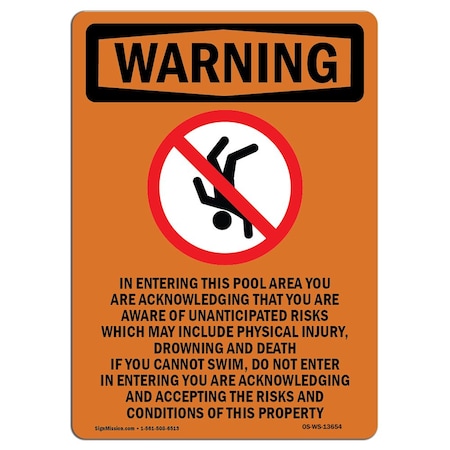 OSHA WARNING Sign, In Entering W/ Symbol, 10in X 7in Rigid Plastic